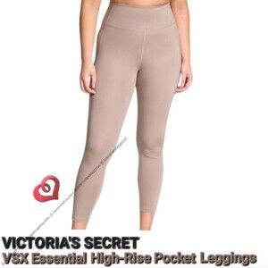 NWT VICTORIA'S SECRET VSX Essential High-Rise Pocket Leggings In Bare Taupe